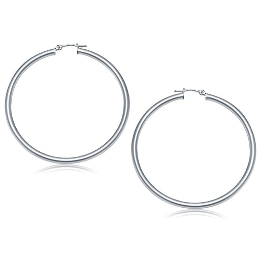 Bids.com 14k White Gold Polished Hoop Earrings (50 mm) Earrings