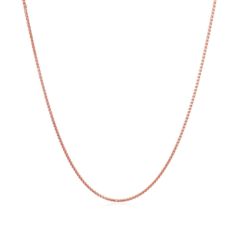 Bids.com 14k Rose Gold Diamond Cut Round Wheat Chain 0.6mm Necklaces