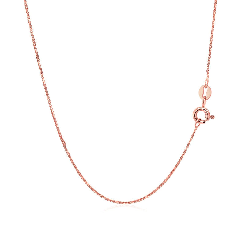 Bids.com 14k Rose Gold Diamond Cut Round Wheat Chain 0.6mm Necklaces