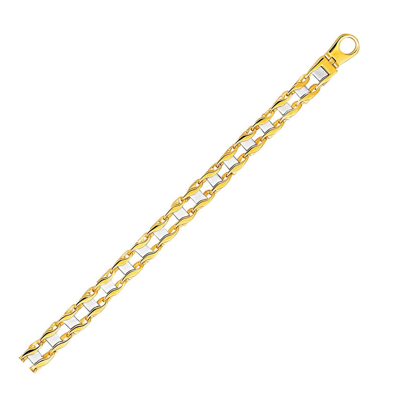 Bids.com 14k Two-Tone Gold Men's Bracelet with S Style Bar Links Bracelets