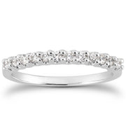 Bids.com 14k White Gold Fancy U Setting Shared Prong Diamond Wedding Ring Band Rings