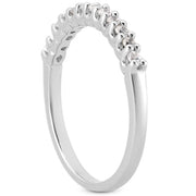 Bids.com 14k White Gold Fancy U Setting Shared Prong Diamond Wedding Ring Band Rings