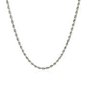 Bids.com 2.25mm 14k White Gold Solid Diamond Cut Rope Chain Necklaces