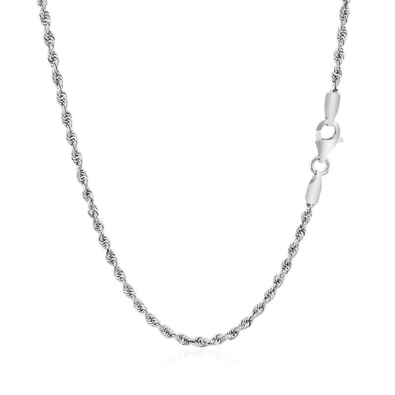 Bids.com 2.25mm 14k White Gold Solid Diamond Cut Rope Chain Necklaces