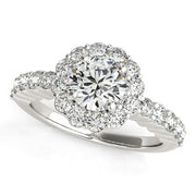 Bids.com 14k White Gold Round Floral Motif Diamond Engagement Ring (1 5/8 cttw) Rings