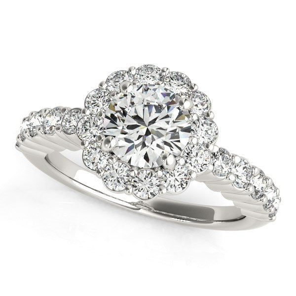 Bids.com 14k White Gold Round Floral Motif Diamond Engagement Ring (1 5/8 cttw) Rings