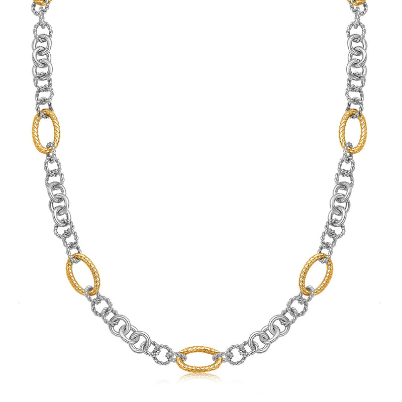 Bids.com 18k Yellow Gold and Sterling Silver Rhodium Plated Multi Style Chain Necklace Necklaces