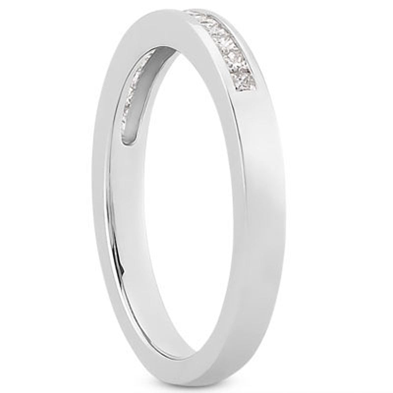 Bids.com 14k White Gold Channel Set Princess Diamond Wedding Ring Band Rings