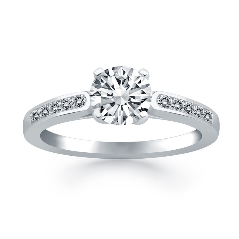 Bids.com 14k White Gold Diamond Channel Cathedral Engagement Ring Rings
