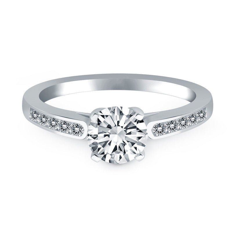 Bids.com 14k White Gold Diamond Channel Cathedral Engagement Ring Rings