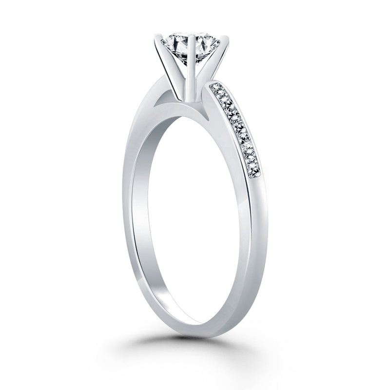 Bids.com 14k White Gold Diamond Channel Cathedral Engagement Ring Rings