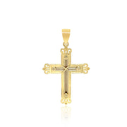 Bids.com 14k Two-Tone Gold Cross Pendant with an Ornate Budded Style Pendants