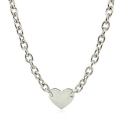 Bids.com Sterling Silver Rhodium Plated Chain Bracelet with a Flat Heart Motif Station Necklaces
