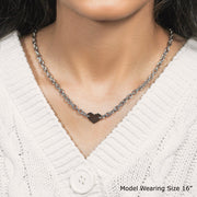 Bids.com Sterling Silver Rhodium Plated Chain Bracelet with a Flat Heart Motif Station Necklaces