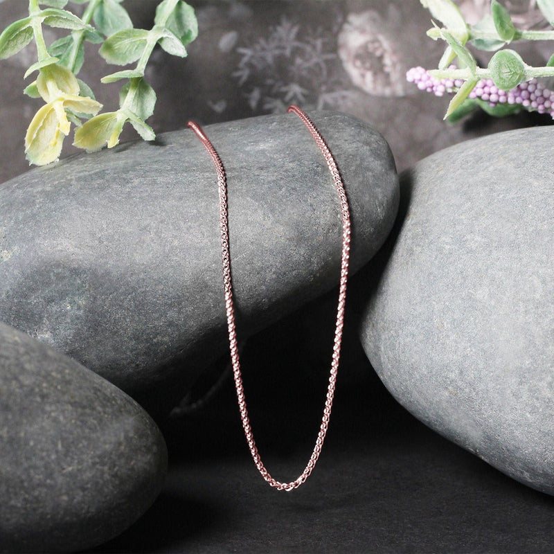 Bids.com 14k Rose Gold Diamond Cut Round Wheat Chain 1.1mm Necklaces