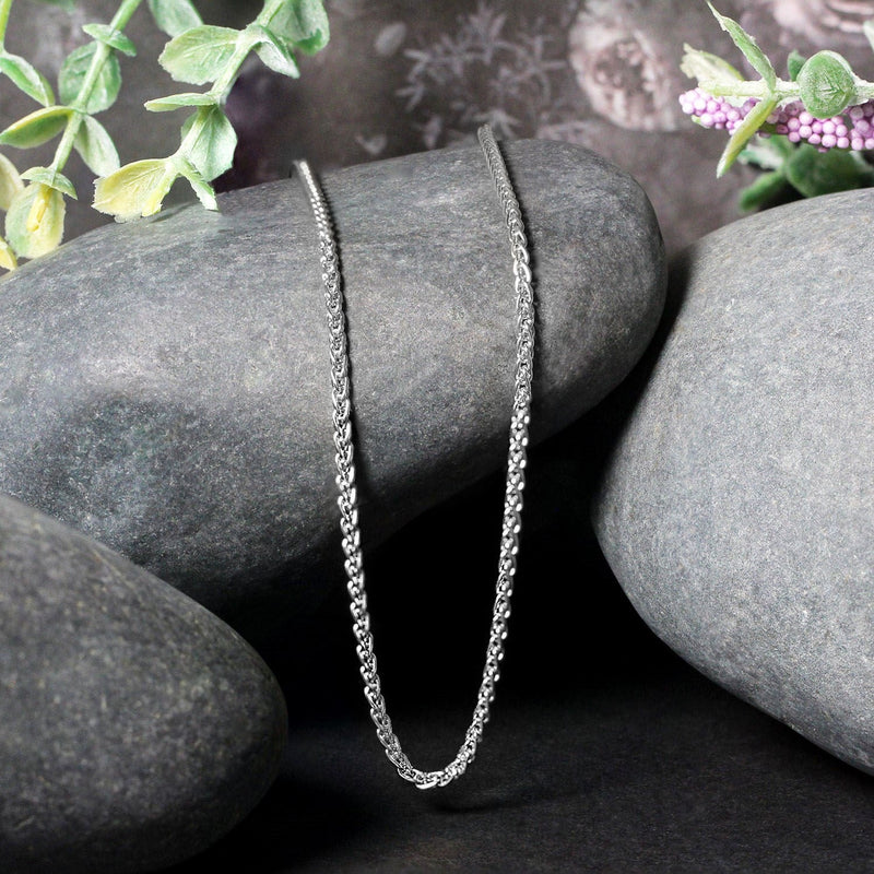 Bids.com 2.1mm 14k White Gold Round Wheat Chain Necklaces
