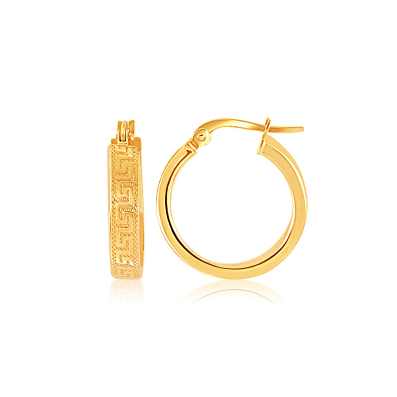 Bids.com 14k Yellow Gold Greek Key Small Hoop Earrings Earrings