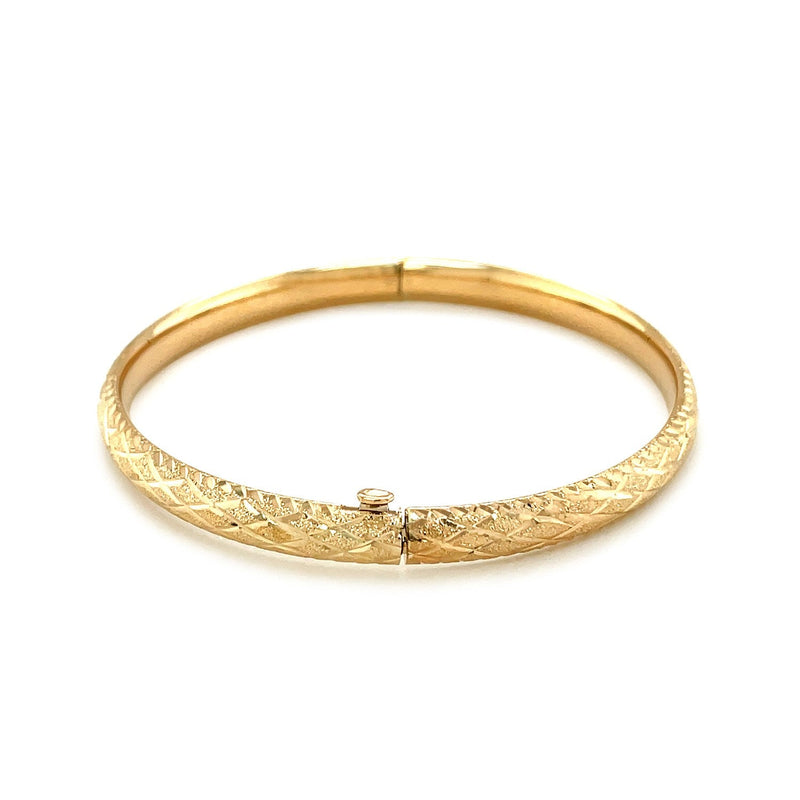 Bids.com 14k Yellow Gold Diamond Cut Design Dome Motif Children's Bangle Bracelets