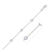 Bids.com 14k White Gold Anklet with Round White Cubic Zirconia Accessories