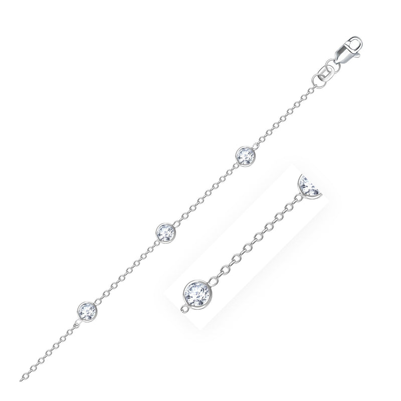 Bids.com 14k White Gold Anklet with Round White Cubic Zirconia Accessories