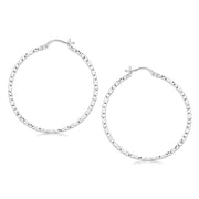 Bids.com Sterling Silver Rhodium Plated Large Faceted Style Hoop Earrings Earrings