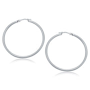 Bids.com 14k White Gold Polished Hoop Earrings (40 mm) Earrings