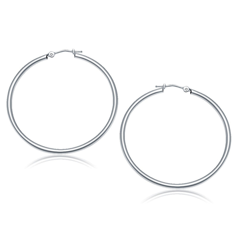 Bids.com 14k White Gold Polished Hoop Earrings (40 mm) Earrings