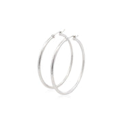 Bids.com 14k White Gold Polished Hoop Earrings (40 mm) Earrings