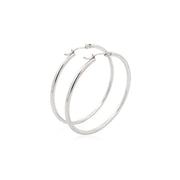 Bids.com 14k White Gold Polished Hoop Earrings (40 mm) Earrings
