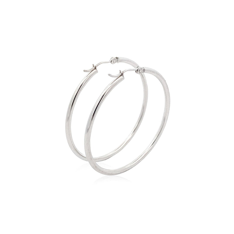 Bids.com 14k White Gold Polished Hoop Earrings (40 mm) Earrings