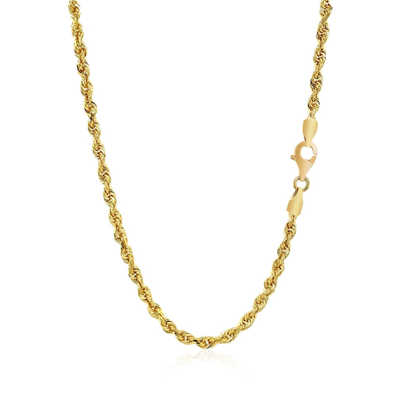 Bids.com 3.0mm 14k Yellow Gold Solid Diamond Cut Rope Chain Necklaces