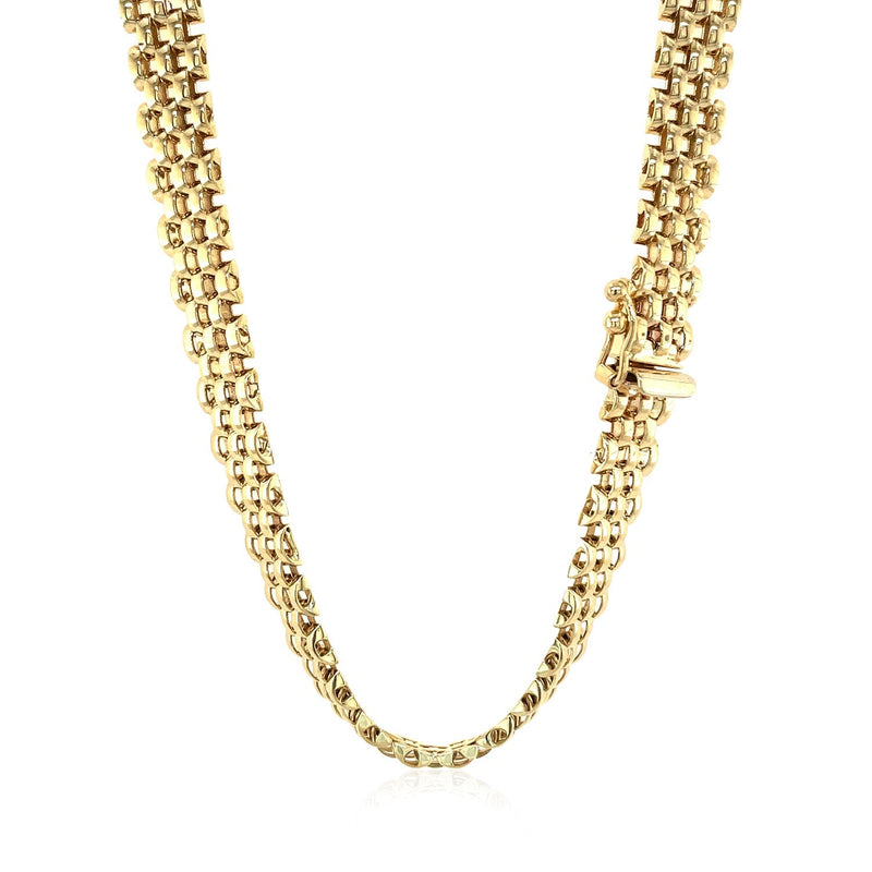 Bids.com 14k Yellow Gold Fancy Polished Multi-Row Panther Link Necklace Necklaces