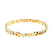 Bids.com 14k Tri-Color Gold Fancy Satin Heart Line Bracelet Bracelets