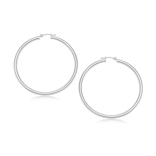 Bids.com 14k White Gold Polished Hoop Earrings (30 mm) Earrings