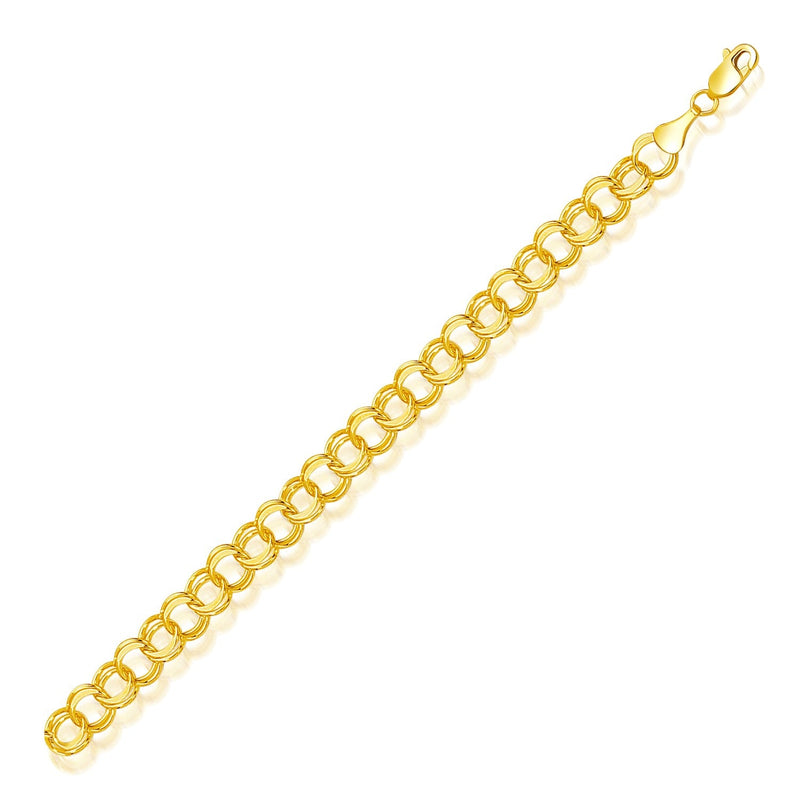 Bids.com 8.0 mm 14k Yellow Gold Solid Double Link Charm Bracelet Bracelets