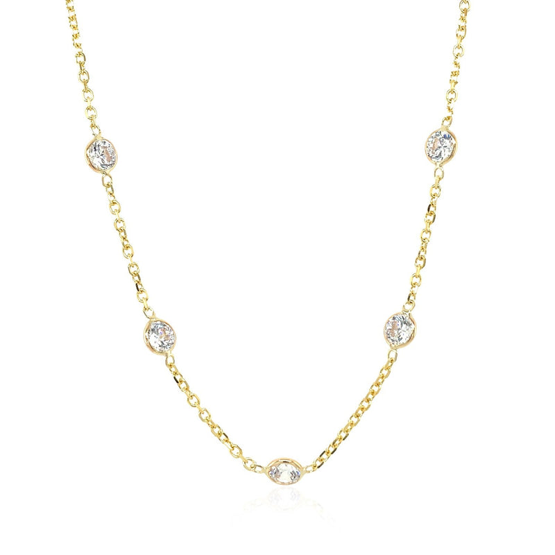 Bids.com 14k Yellow Gold CZ By the Yard Long Links Necklaces