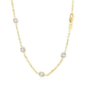 Bids.com 14k Yellow Gold CZ By the Yard Long Links Necklaces