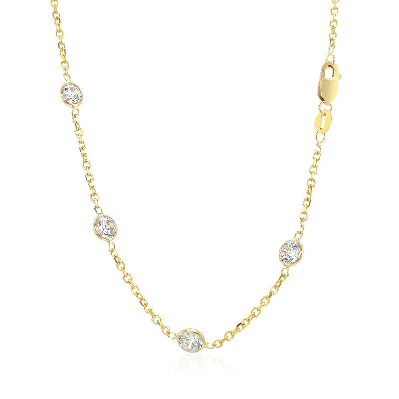 Bids.com 14k Yellow Gold CZ By the Yard Long Links Necklaces