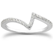 Bids.com 14k White Gold Fancy Zig Zag Pave Diamond Wedding Ring Band Rings