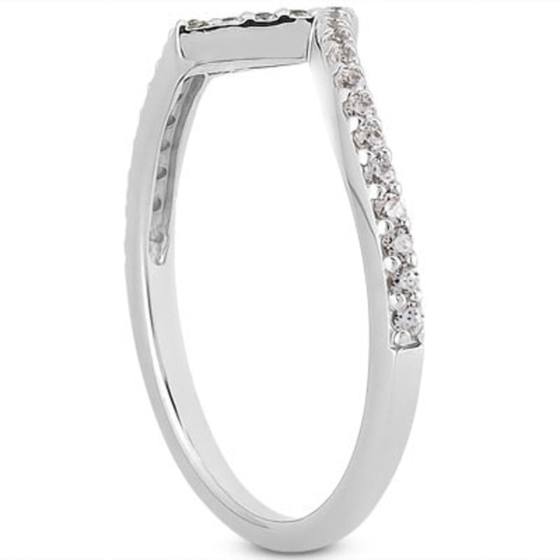 Bids.com 14k White Gold Fancy Zig Zag Pave Diamond Wedding Ring Band Rings