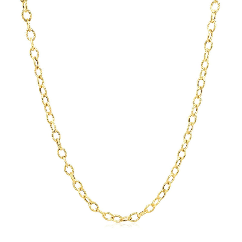 Bids.com 2.5mm 14k Yellow Gold Pendant Chain with Textured Links Necklaces