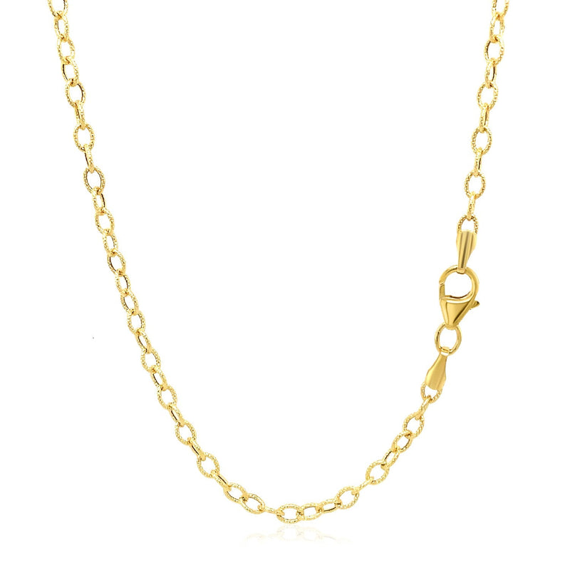 Bids.com 2.5mm 14k Yellow Gold Pendant Chain with Textured Links Necklaces