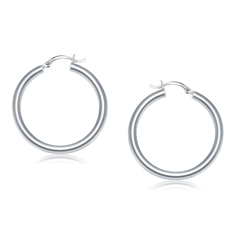Bids.com 14k White Gold Polished Hoop Earrings (40 mm) Earrings