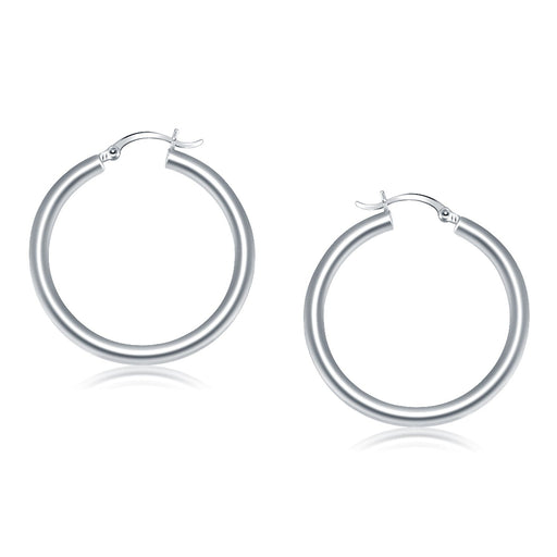 Bids.com 14k White Gold Polished Hoop Earrings (40 mm) Earrings