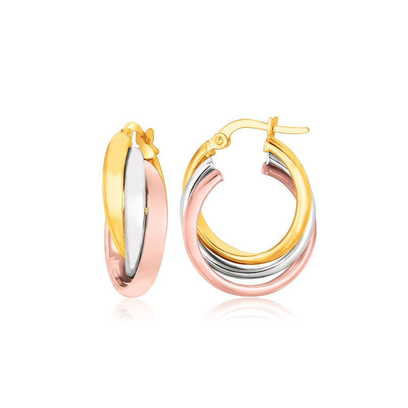 Bids.com 14k Tri-Color Gold Domed Tube Intertwined Earrings Earrings