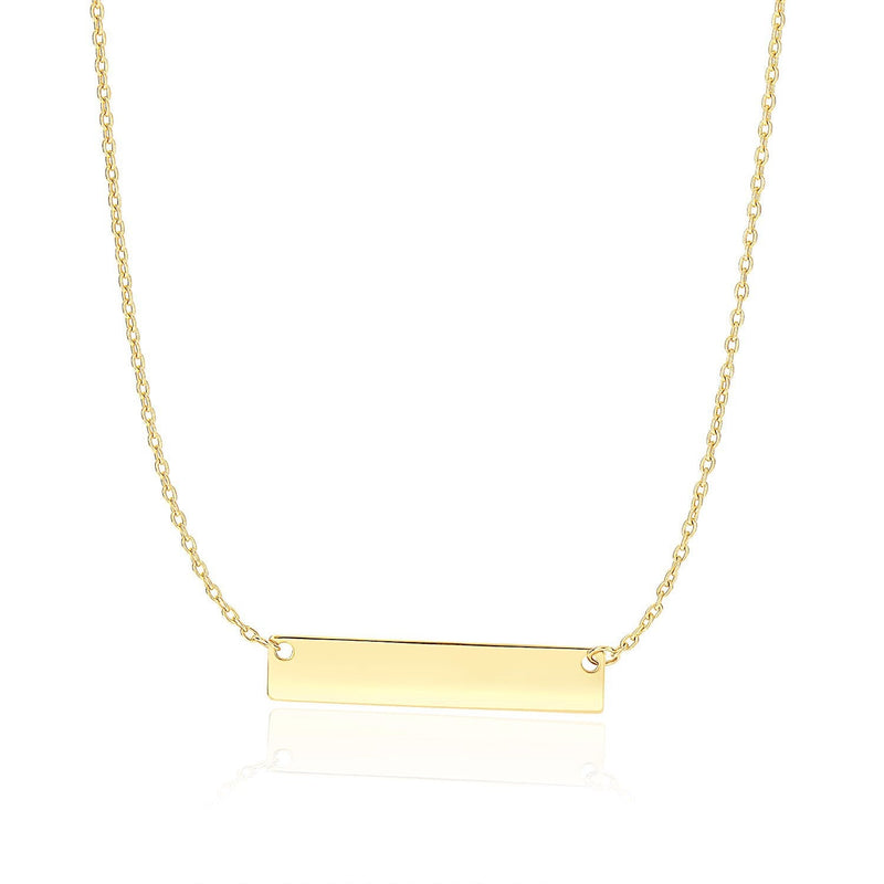 Bids.com 14k Yellow Gold Smooth Flat Horizontal Bar Style Necklace Necklaces
