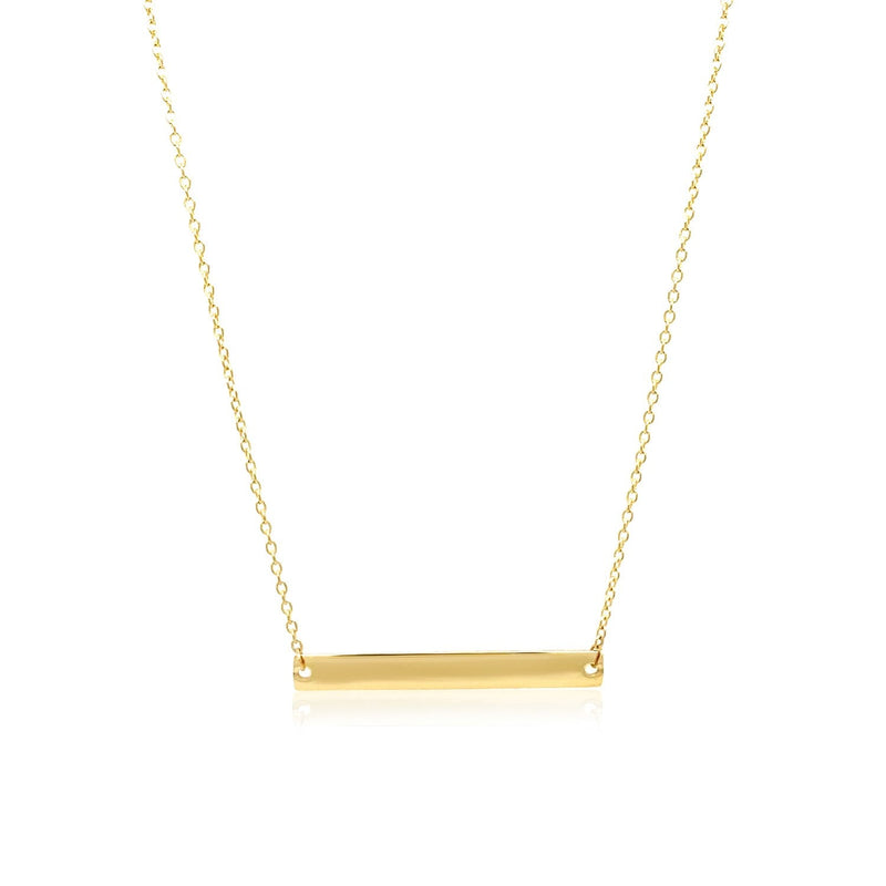 Bids.com 14k Yellow Gold Smooth Flat Horizontal Bar Style Necklace Necklaces