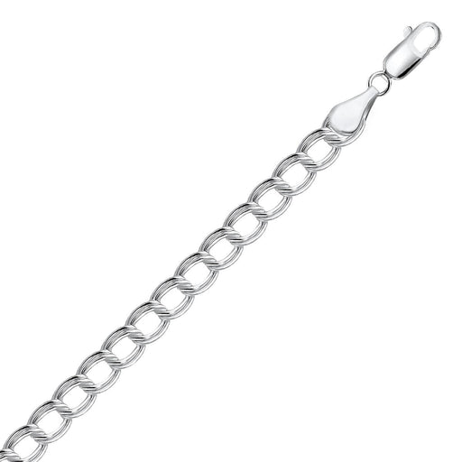 Bids.com Sterling Silver Small Ridged Circular Chain Bracelet with Rhodium Plating Bracelets