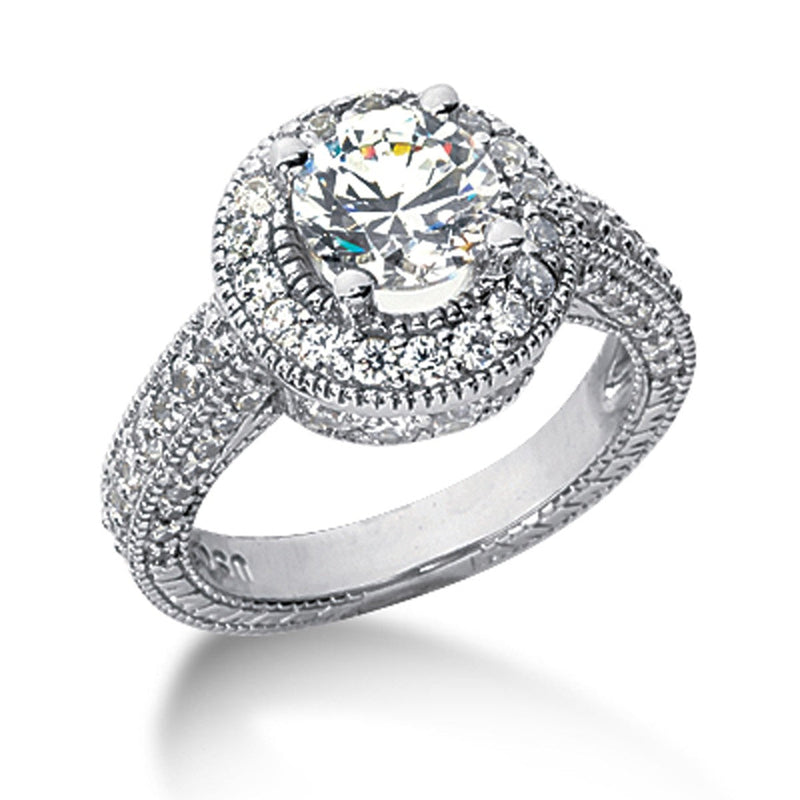 Bids.com 14k White gold Vintage Halo Diamond Semi-Mount Rings