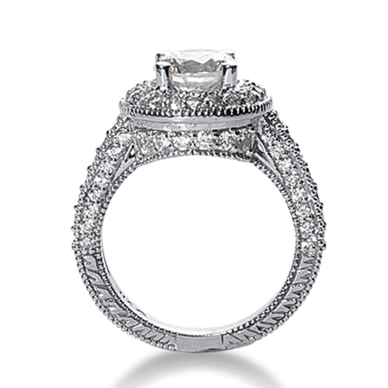 Bids.com 14k White gold Vintage Halo Diamond Semi-Mount Rings